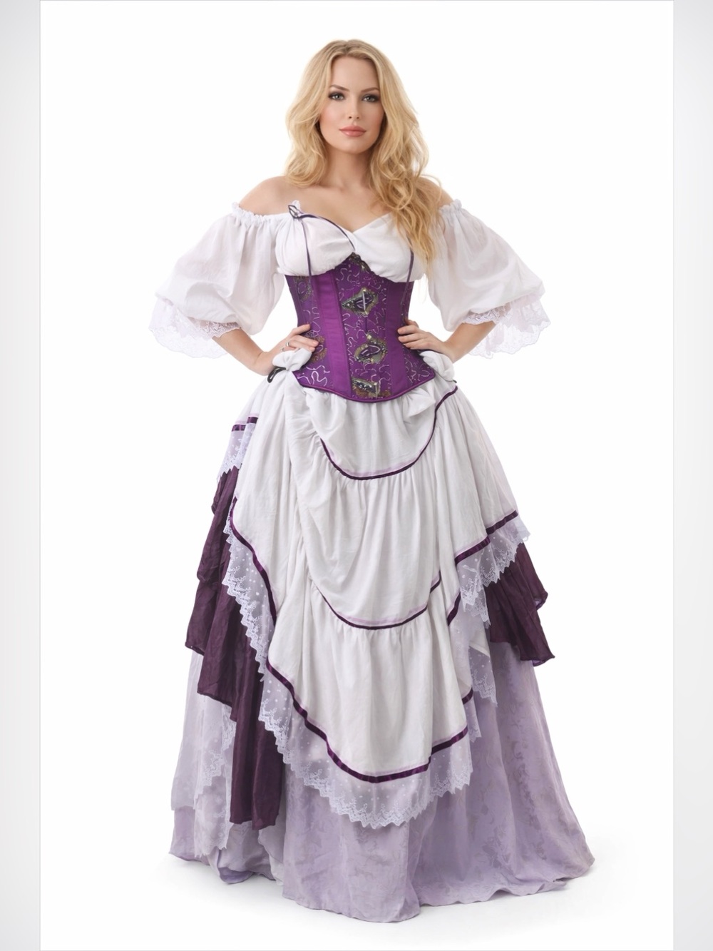 OOAK Complete Renaissance Faire Purple and Cream 4 Piece Costume Hearts Delight